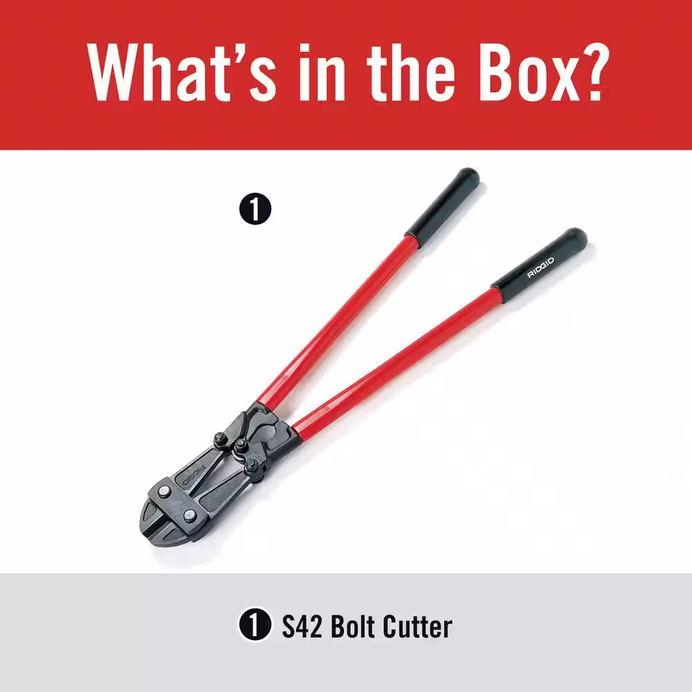 RIDGID 42 in. Model S42 Heavy-Duty Bolt Cutter with Hardened Alloy Steel Jaws and Control Grips, 11/16 in. Max Cut Capacity