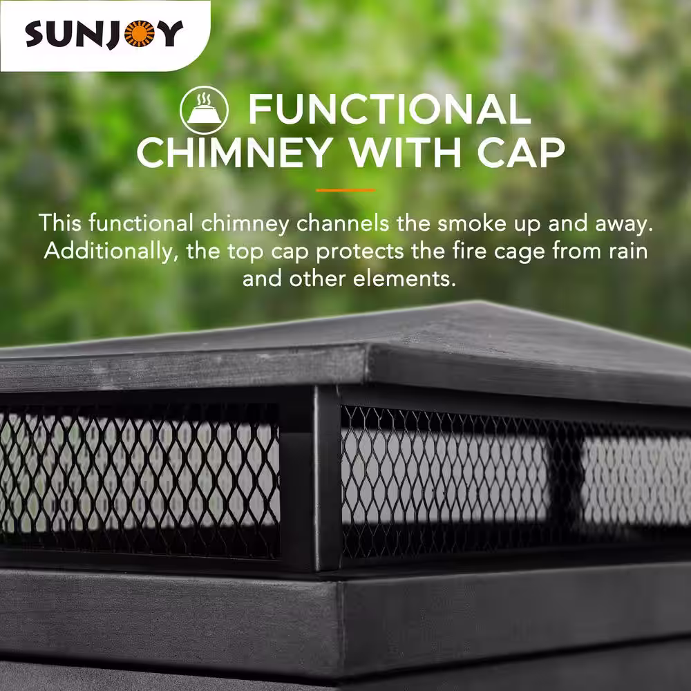 Sunjoy Maryland Bel Aire 48.03 in. Black Fireplace with Faux Stack Stone Finish