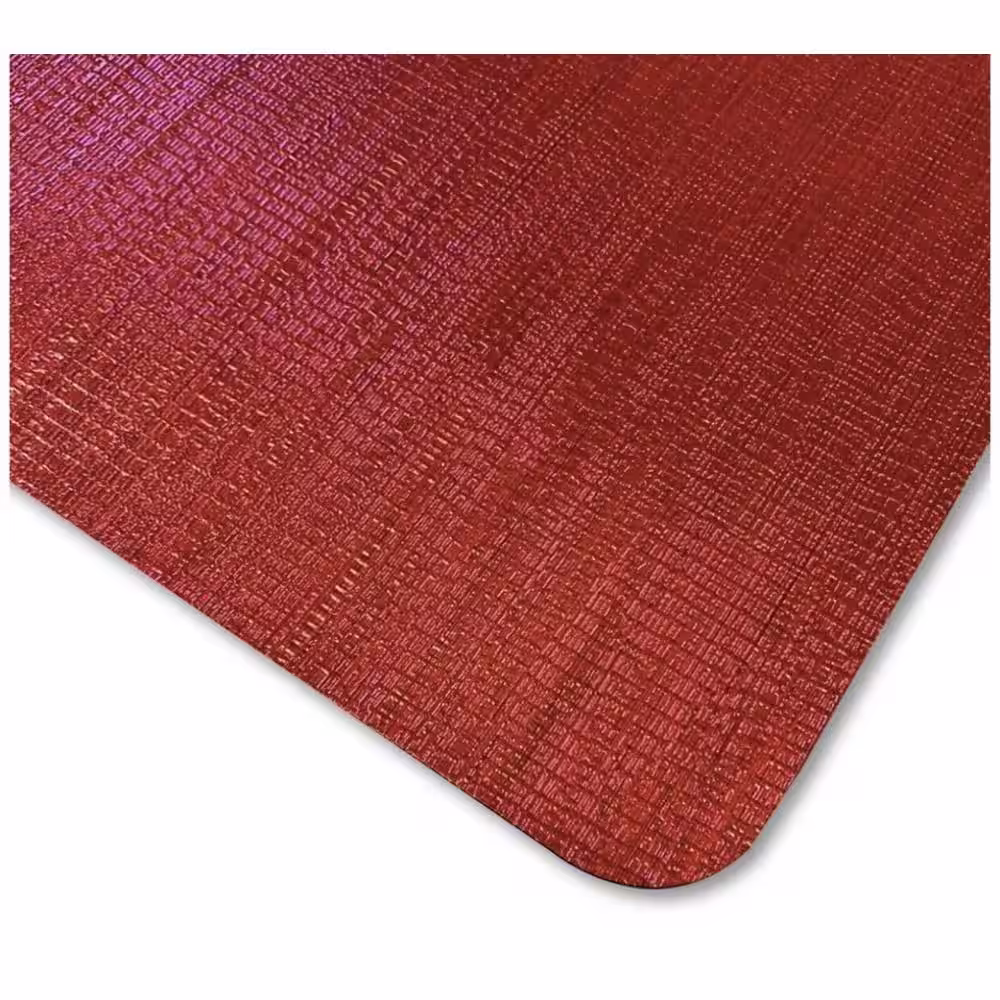 Dainty Home Galaxy Metallic 18 in. x 12 in Red Vinyl Smooth Linear Striped Textured Reversible Rectangular Placemat Set of 8