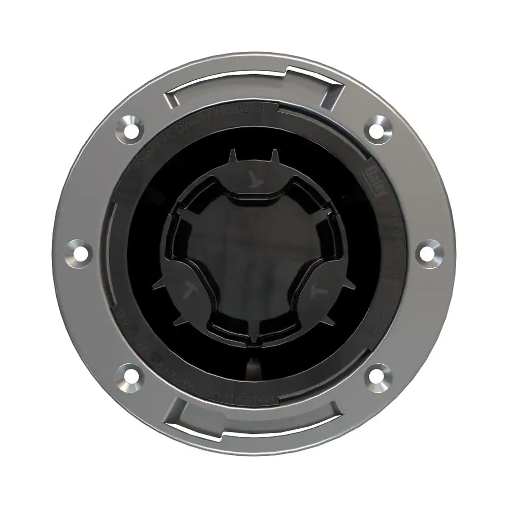 Oatey Fast Set 3 in. Outside Fit 4 in. Inside Fit ABS Hub Toilet Flange with Test Cap and Stainless Steel Ring
