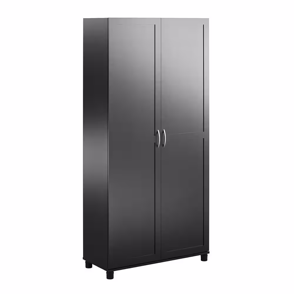 None Lory Framed 36 in. Utility Cabinet, Black, Wood Closet System