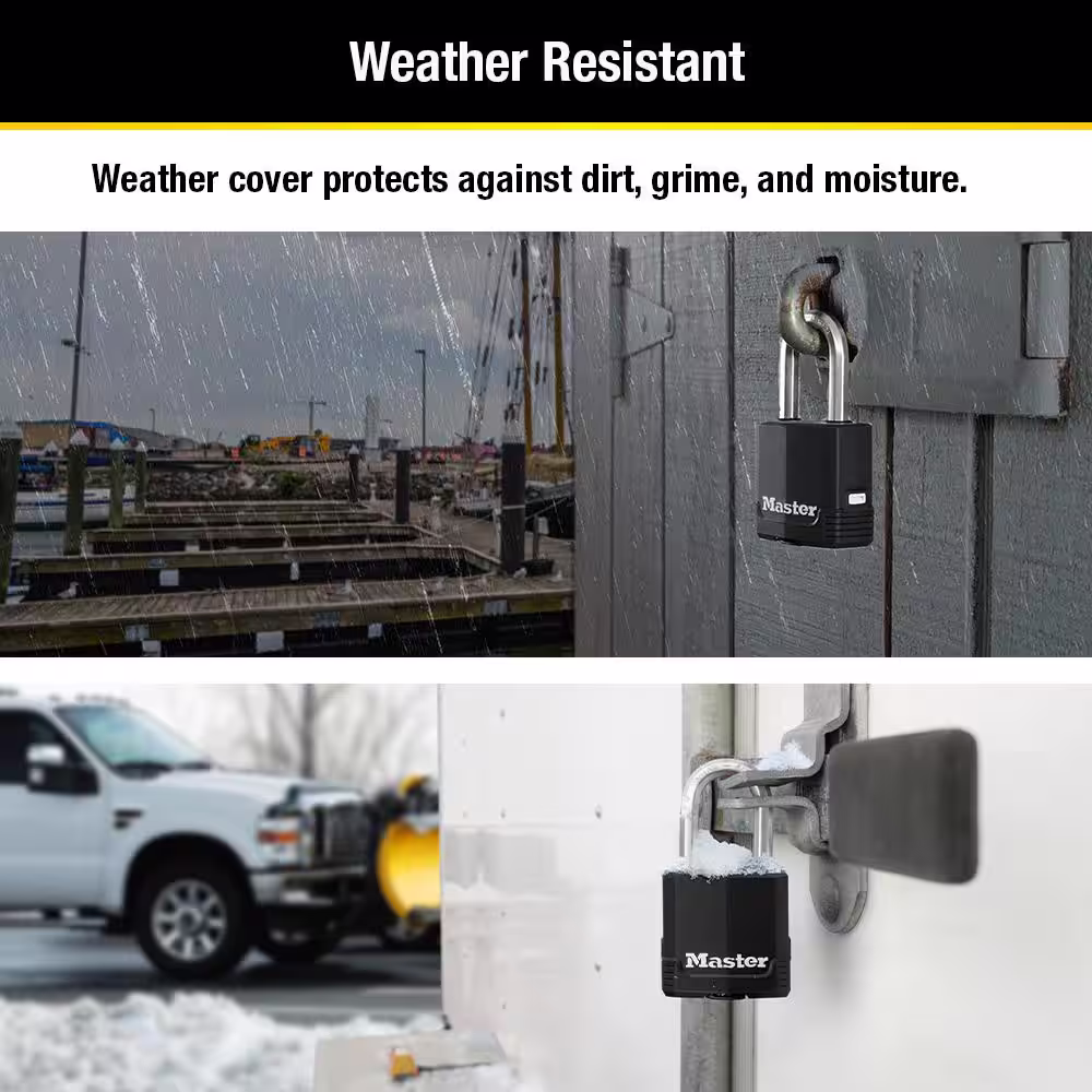 Master Lock Heavy Duty Outdoor Padlock with Key, 1-7/8 in. Wide, 1-1/2 in. Shackle, 4 Pack