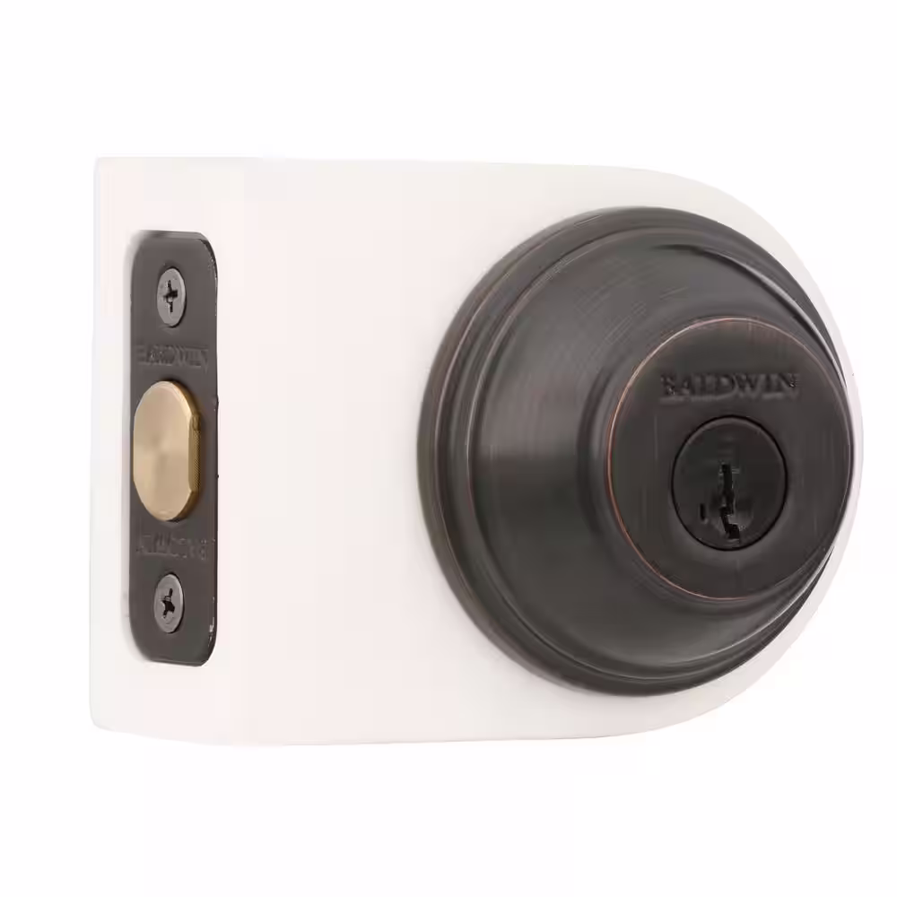 Baldwin Prestige Carnaby Venetian Bronze Exterior Entry Knob and Single Cylinder Deadbolt Combo Pack Featuring SmartKey Security