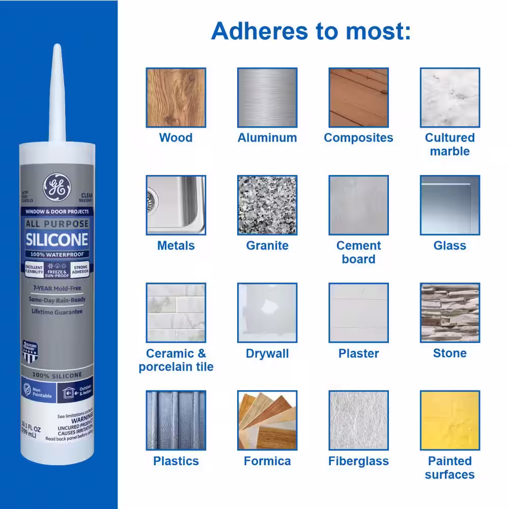GE Silicone 1 Clear All Purpose Sealant 10.1 oz