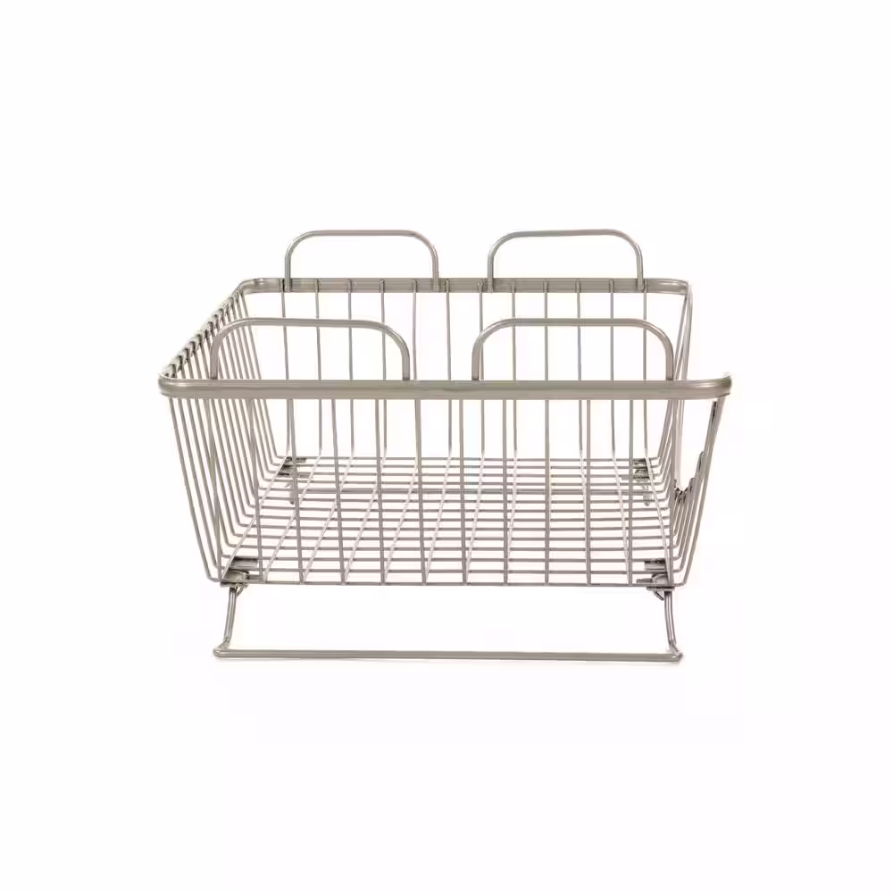Spectrum Ashley 12.875 in. W x 10.875 in. D x 6.625 in. H Stacking Basket Tray in Satin Nickel Powder Coat