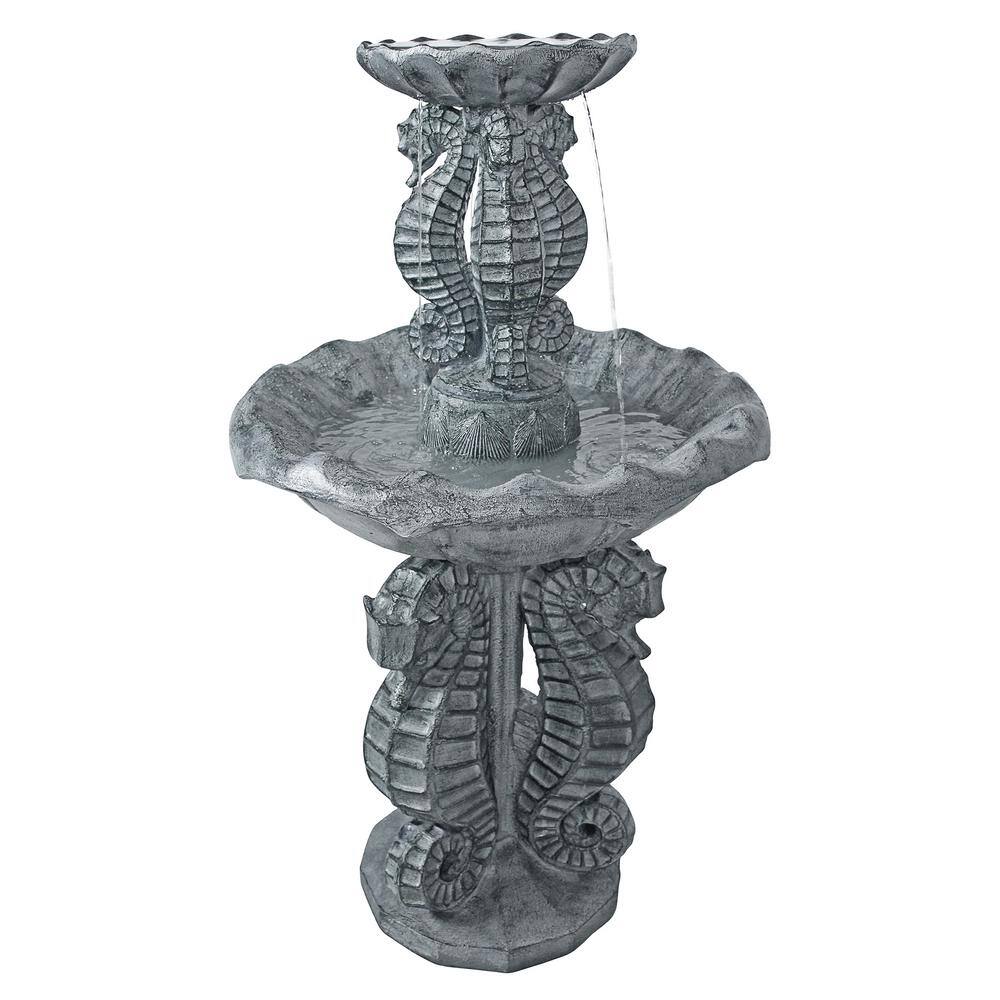 Design Toscano Spirit of the Ocean Seahorse Stone Bonded Resin 2 Tier Fountain
