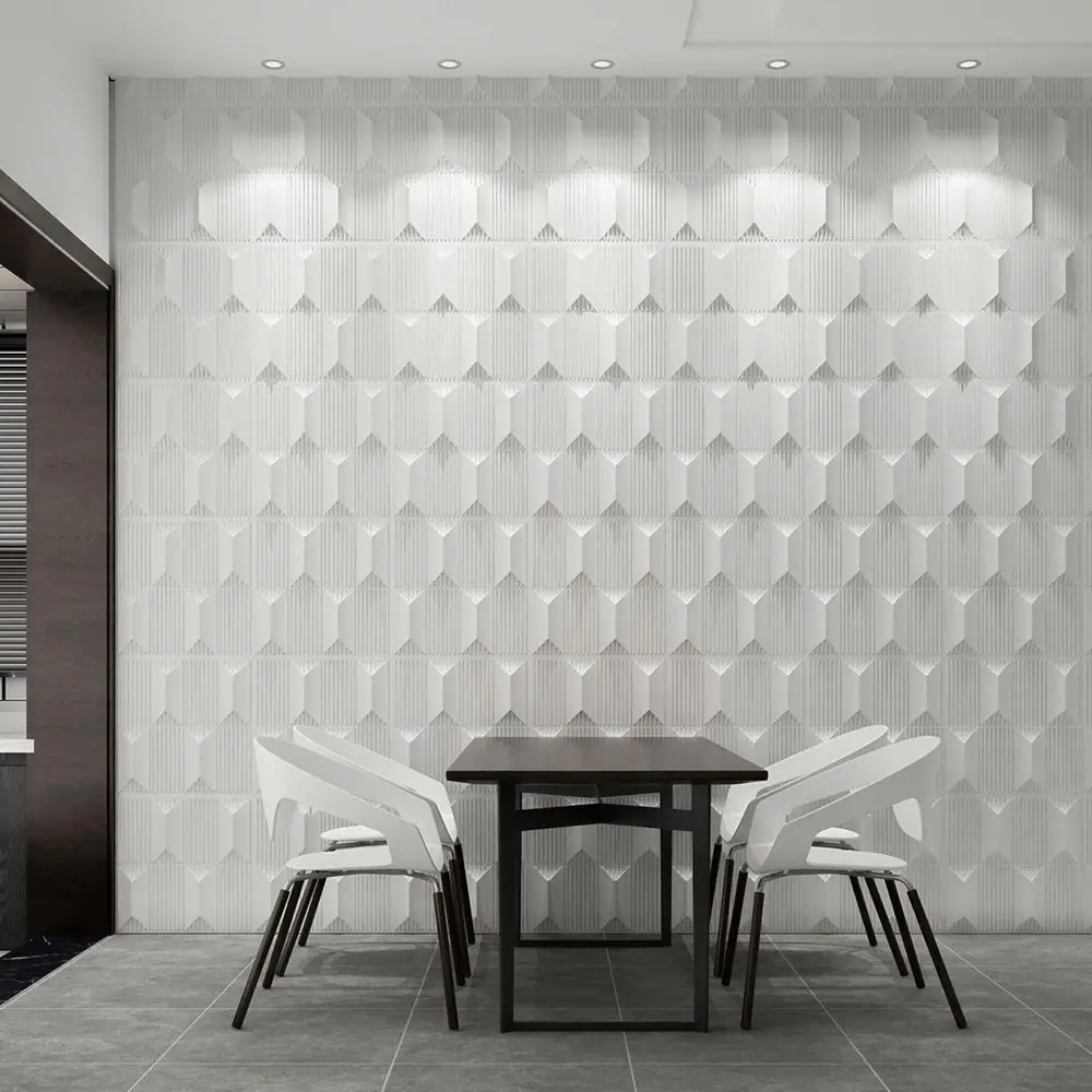 Art3dwallpanels White 19.7 in. x 19.7 in. PVC 3D Wall Panel Interior Wall Decor 3D Textured Wall Panels Pack 12 Tile (32 sq. ft./Case)