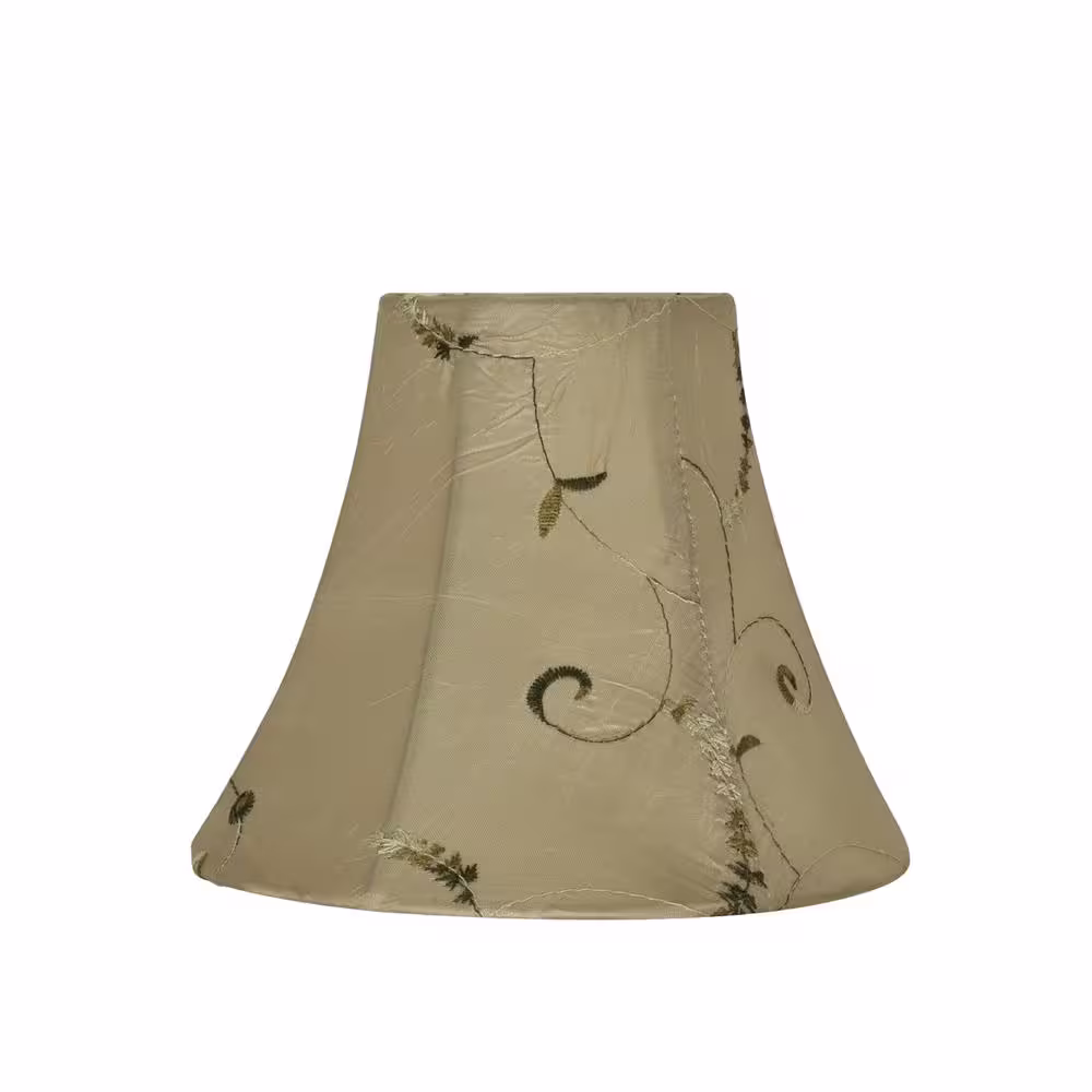 Aspen Creative Corporation 6 in. x 5 in. Gold and Floral Embroiderd Design Bell Lamp Shade (2-Pack)