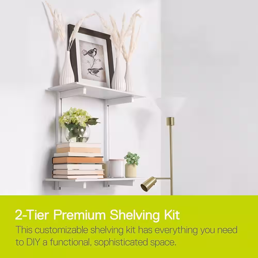 None Delta Adjustable Premium Decorative Wall Shelf Kit with Shelves White