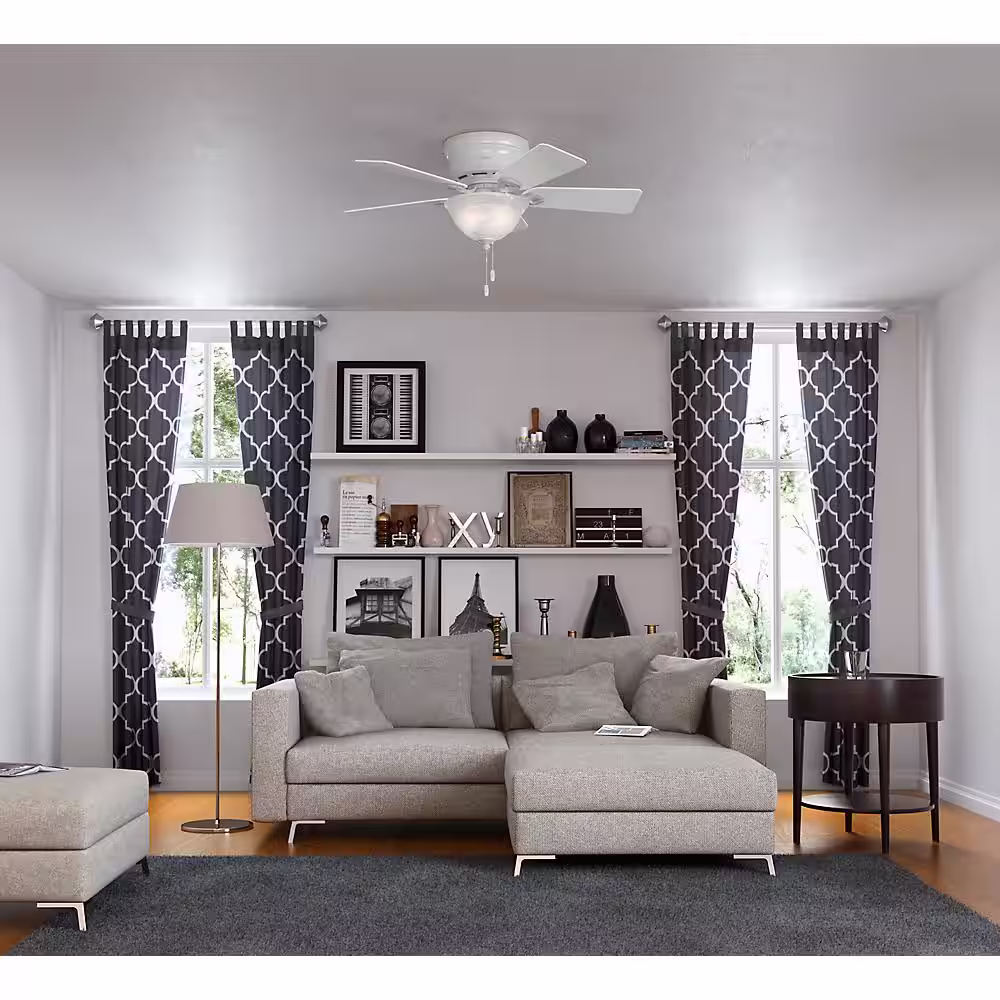 Hunter Conroy 42 in. Indoor White Low Profile Ceiling Fan with Light Kit