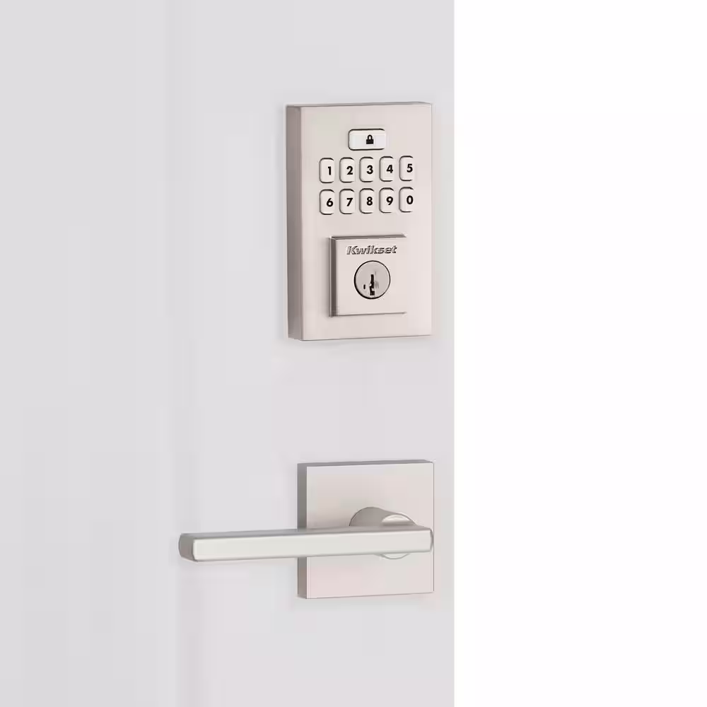 Kwikset SmartCode 260 Contemporary Satin Nickel Keypad Electronic Deadbolt Feat SmartKey w/Halifax Hall/Closet Lever Combo Pack