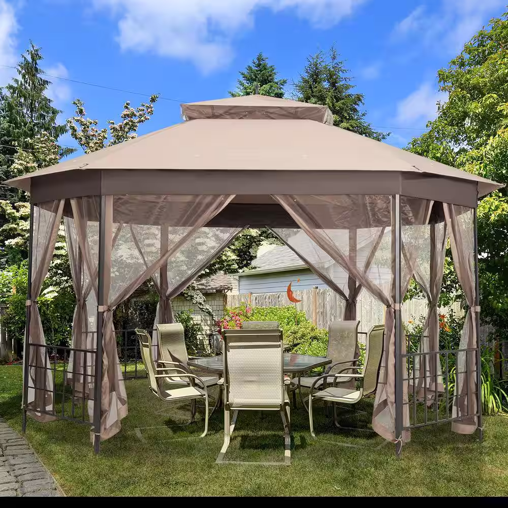 Alpulon 10 ft. x 12 ft. Outdoor Patio Gazebo with Netting