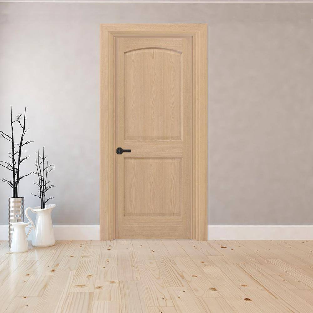 Steves & Sons 30 in. x 80 in. 6-Panel Right-Hand Unfinished Red Oak Wood Single Prehung Interior Door with Bronze Hinges