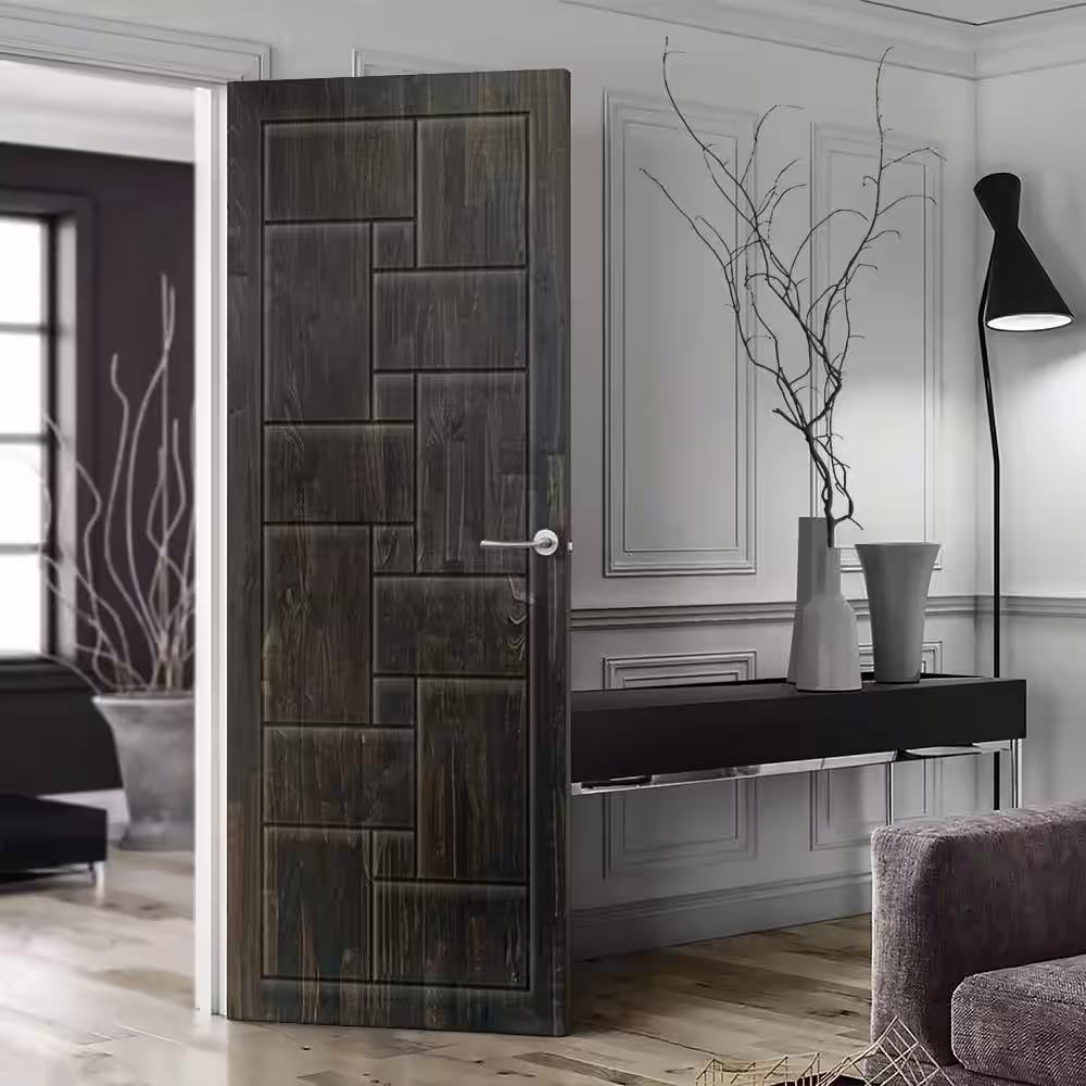 CALHOME 42 in. x 96 in. Hollow Core Charcoal Black Stained Solid Wood Interior Door Slab