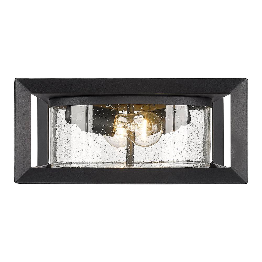 Golden Lighting Smyth 2-Light Black Outdoor Flush Mount