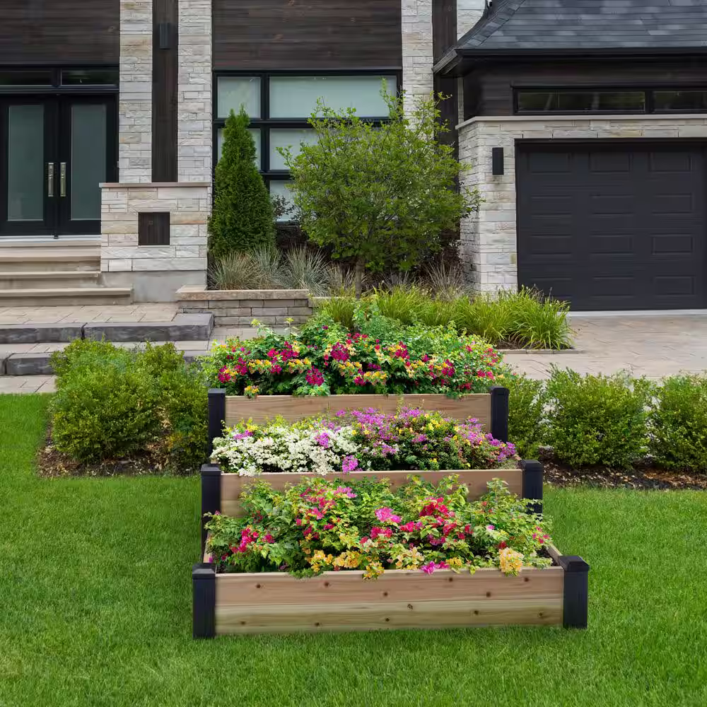Outdoor Essentials Haven 4 ft. x 4 ft. Cedar Tiered Garden Bed 22 in. H