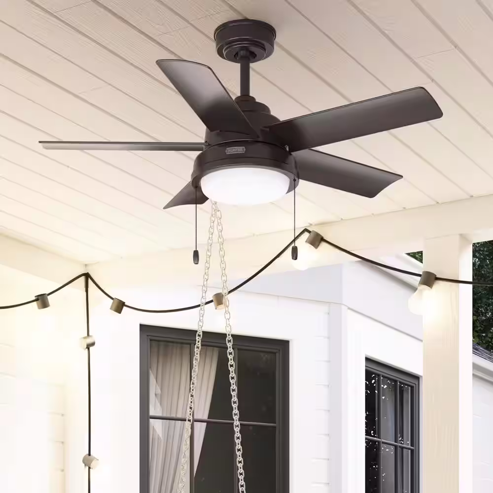 Hunter Seawall 44 in. Outdoor Noble Bronze Ceiling Fan with Light Kit