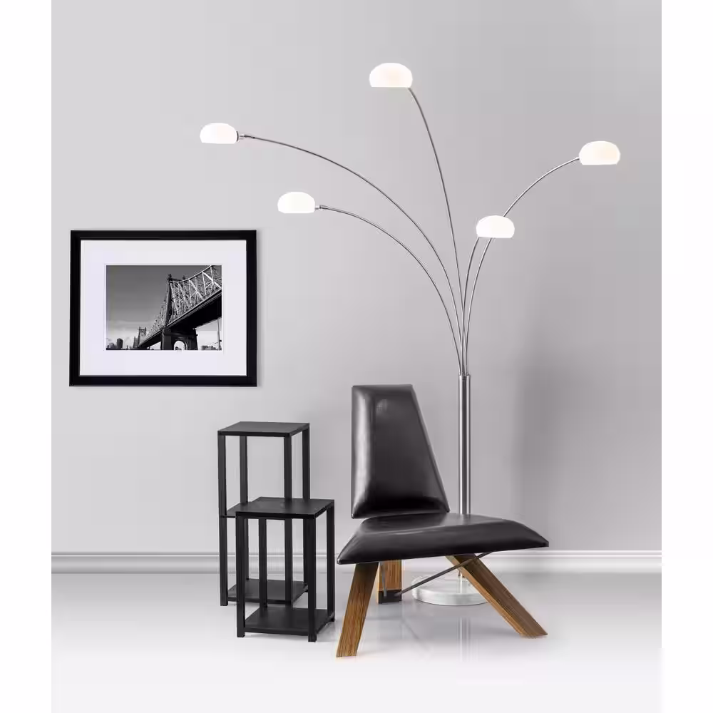 Adesso Luna 86 in. Satin Steel Arc Lamp