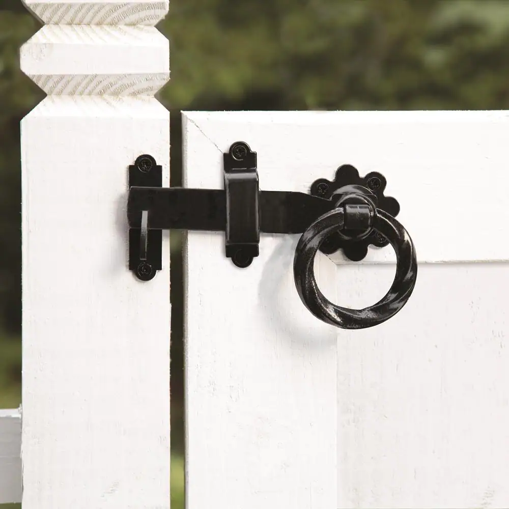 Everbilt 6 in. Black Heavy Duty Decorative Gate Ring Latch