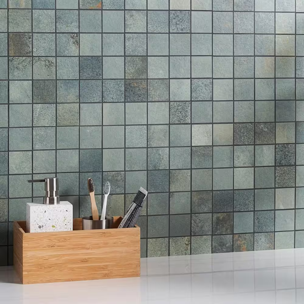 Ivy Hill Tile Angela Harris Fuller Aquamarine 11.81 in. x 11.81 in. Matte Porcelain Floor and Wall Mosaic Tile (0.96 sq. ft./Each)