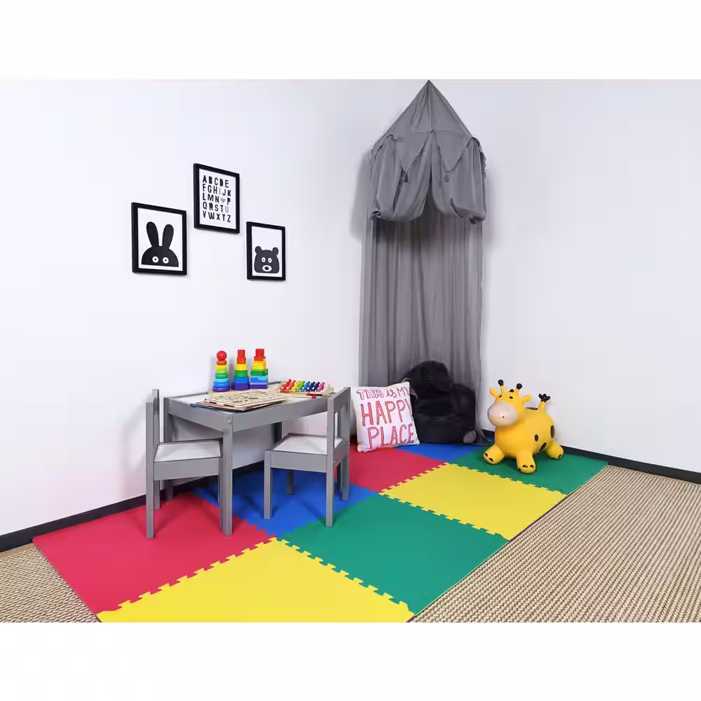 TrafficMaster Primary Pastel 24 in. W x 24 in. L x 0.5 in. Thick Foam Exercise\Gym Flooring Tiles (4 Tiles\Case) (16 sq. ft.)