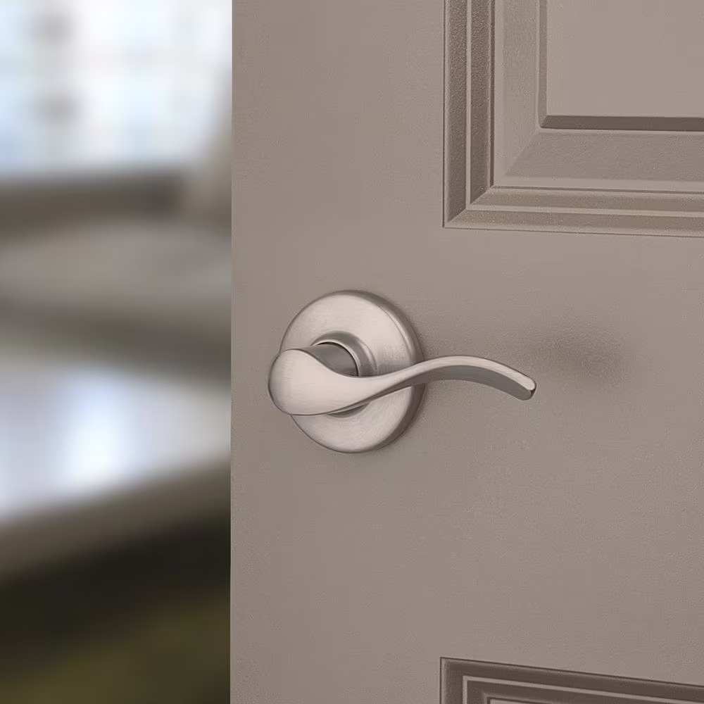 Kwikset Balboa Satin Nickel Right-Handed Half-Dummy Door Handle featuring Microban Technology