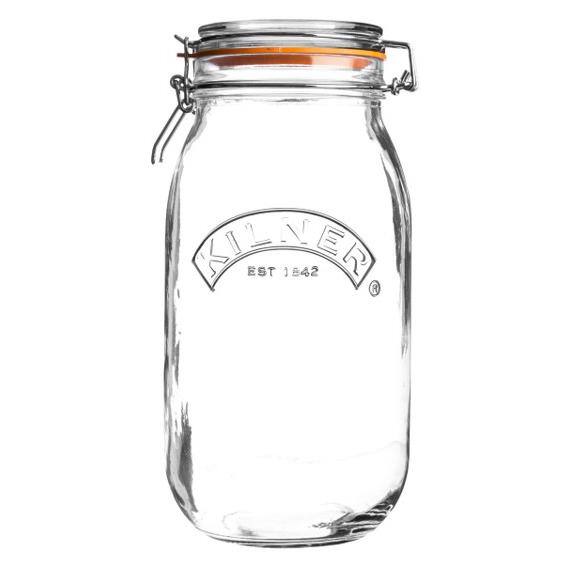 KILNER Clip Top Glass Round Clip Top Jar 68 oz. - (Set of 3)