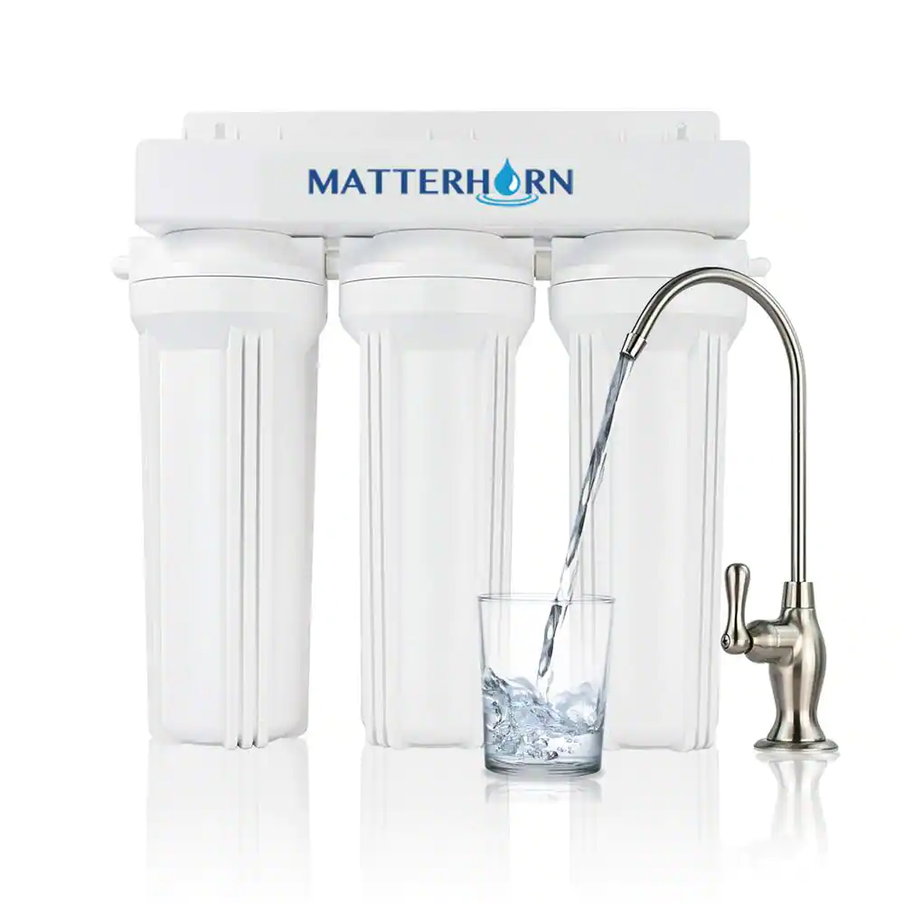 Matterhorn 3-Stage Under the Counter System High Performance for Reducing Water-Soluble Heavy Metals, Chlorine, Chloramine