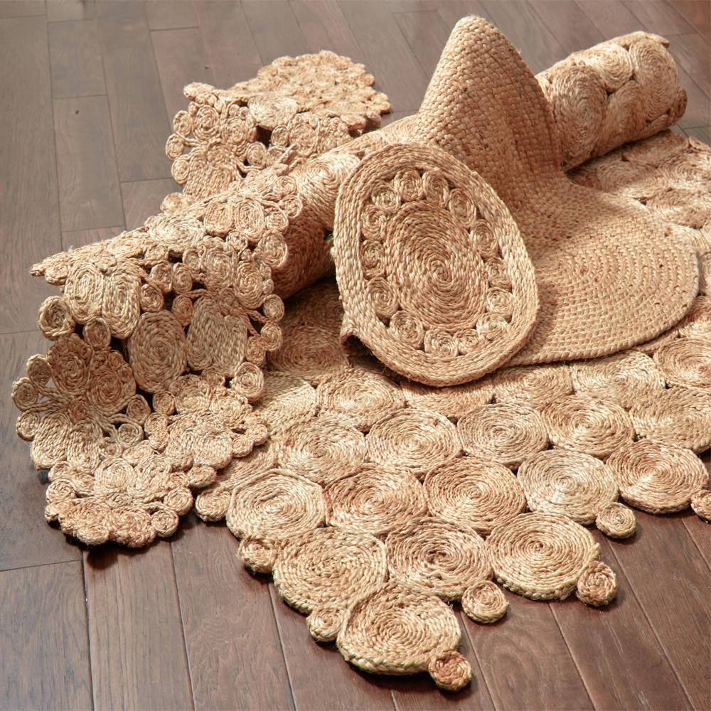 LR Home Natural Tan 1 ft. 4 in. x 6 ft. 8 in. Organic Jute Table Runner