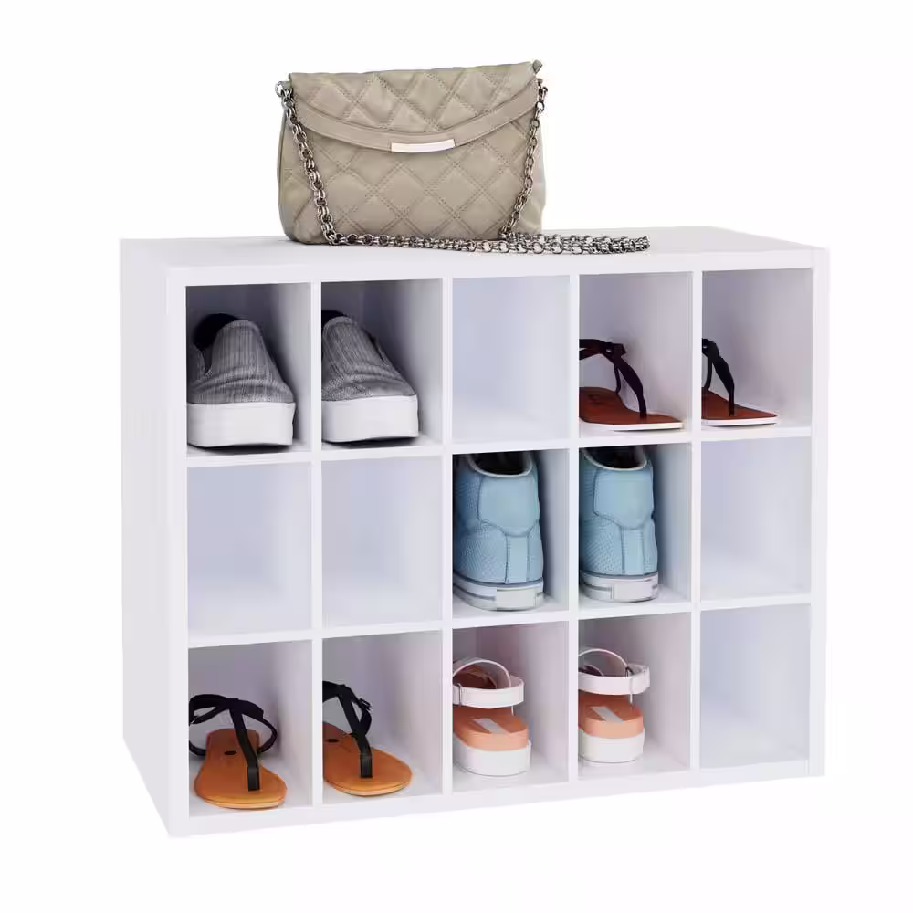 ClosetMaid 19 in. H x 24 in. W x 12 in. D White Wood Look 15-Cube Storage Organizer