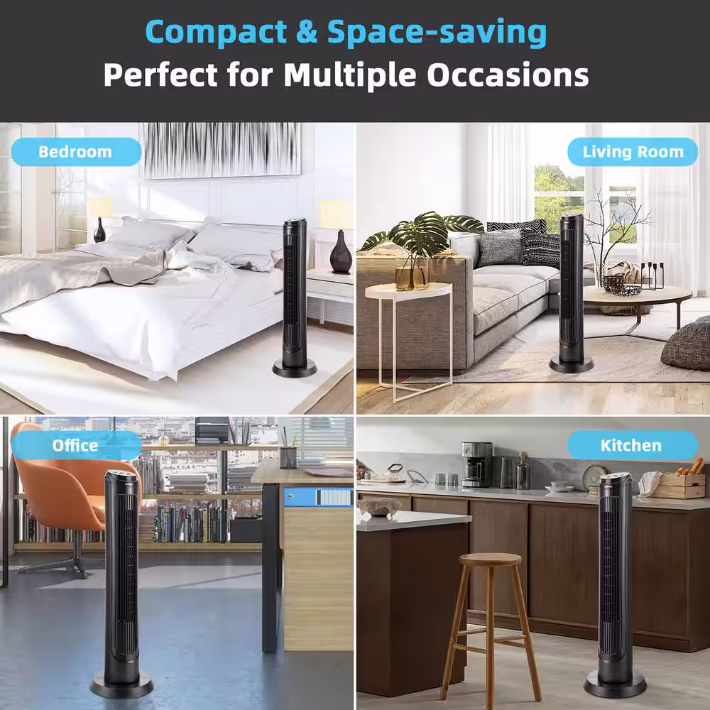 Costway 11.5 in. Tower Fan with Remote 75-Degree Oscillating Fan with 3 Wind Modes and 4 Wind Speeds