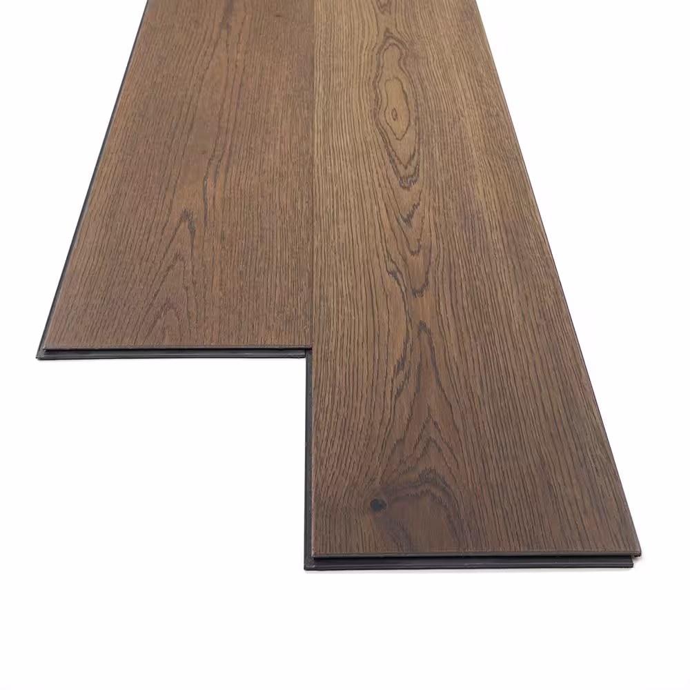 Sure+ Khaki Brown Oak White Oak 1/4 in. T x 6.5 in. W Waterproof Wire Brushed Engineered Hardwood Flooring (21.7 sqft/case)