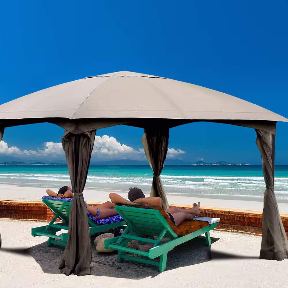 Alpulon 11.5 ft. x 11.5 ft. Metal Outdoor Patio Gazebo with Removable 4 Walls