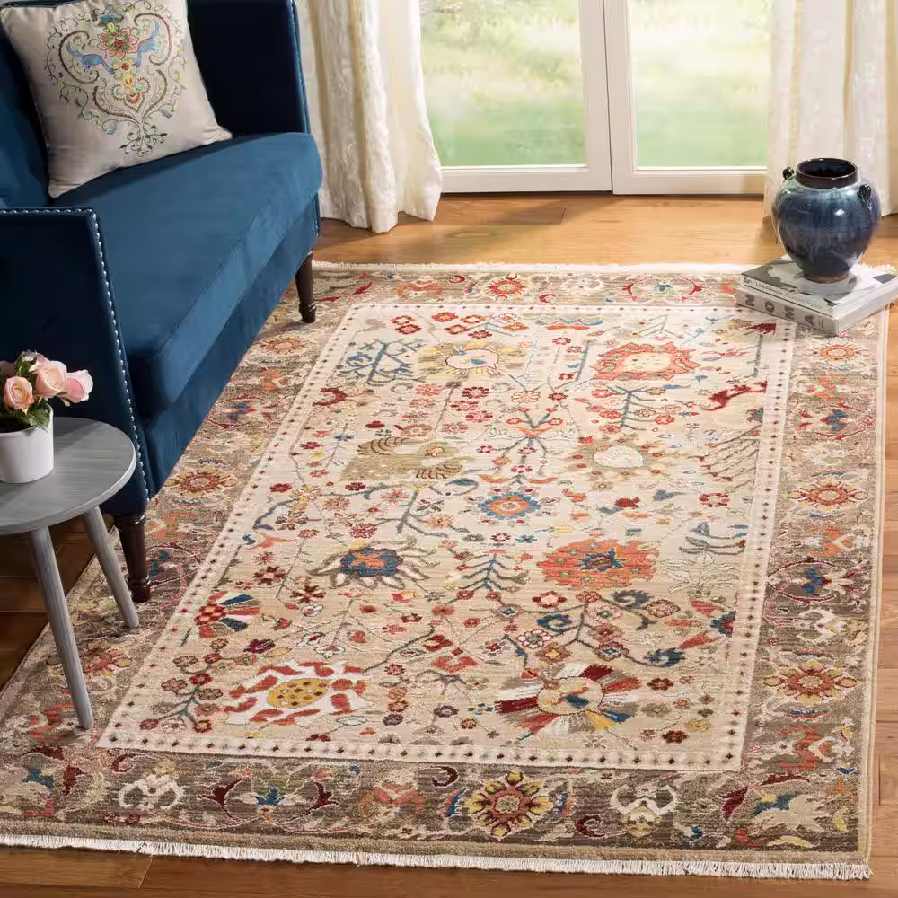SAFAVIEH Kashan Beige/Taupe 9 ft. x 12 ft. Border Area Rug