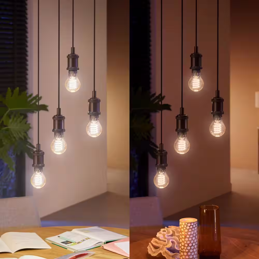 Philips:Philips Hue 40-Watt Equivalent A19 LED Dimmable White Ambiance Smart Vintage Edison Light Bulb 2200K-6500K (2-Pack)