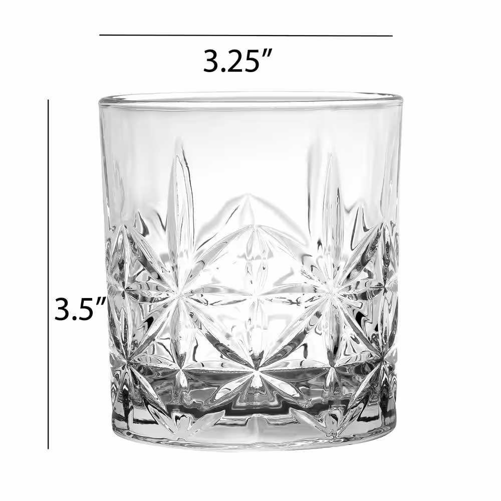Lorren Home Trends 11 oz. Textured Double Old Fashion Whiskey Glass (Set of 6)