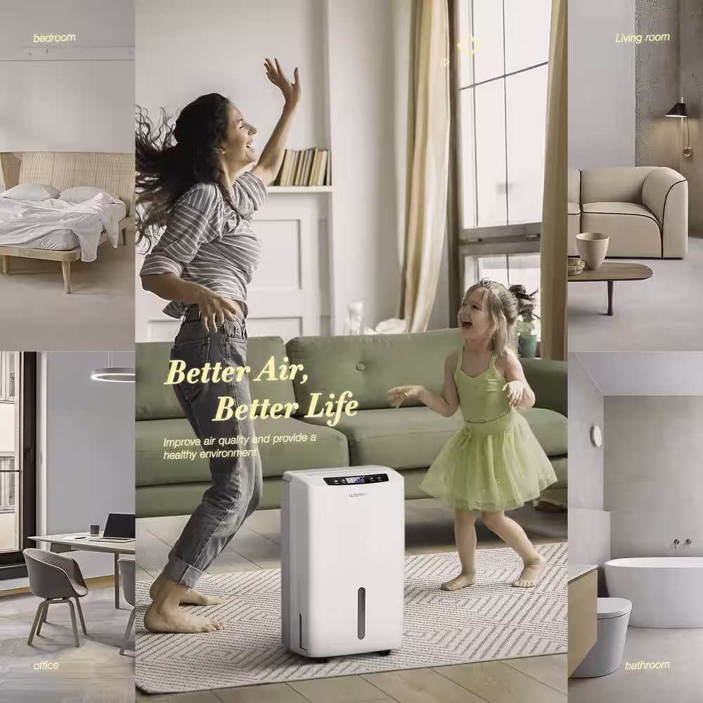 waykar 34-Pints For 2000 sq. ft. Home and Basement Multifunctional Smart Dehumidifier With 0.66 Gal Water Tank