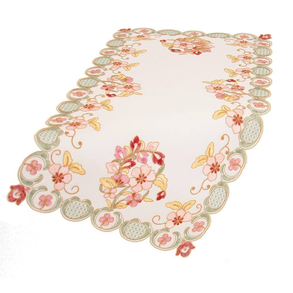 Manor Luxe 20 in. x 20 in. Reflecting Pond Blue Garden Trellece Lace Trim Napkins (Set of 4)