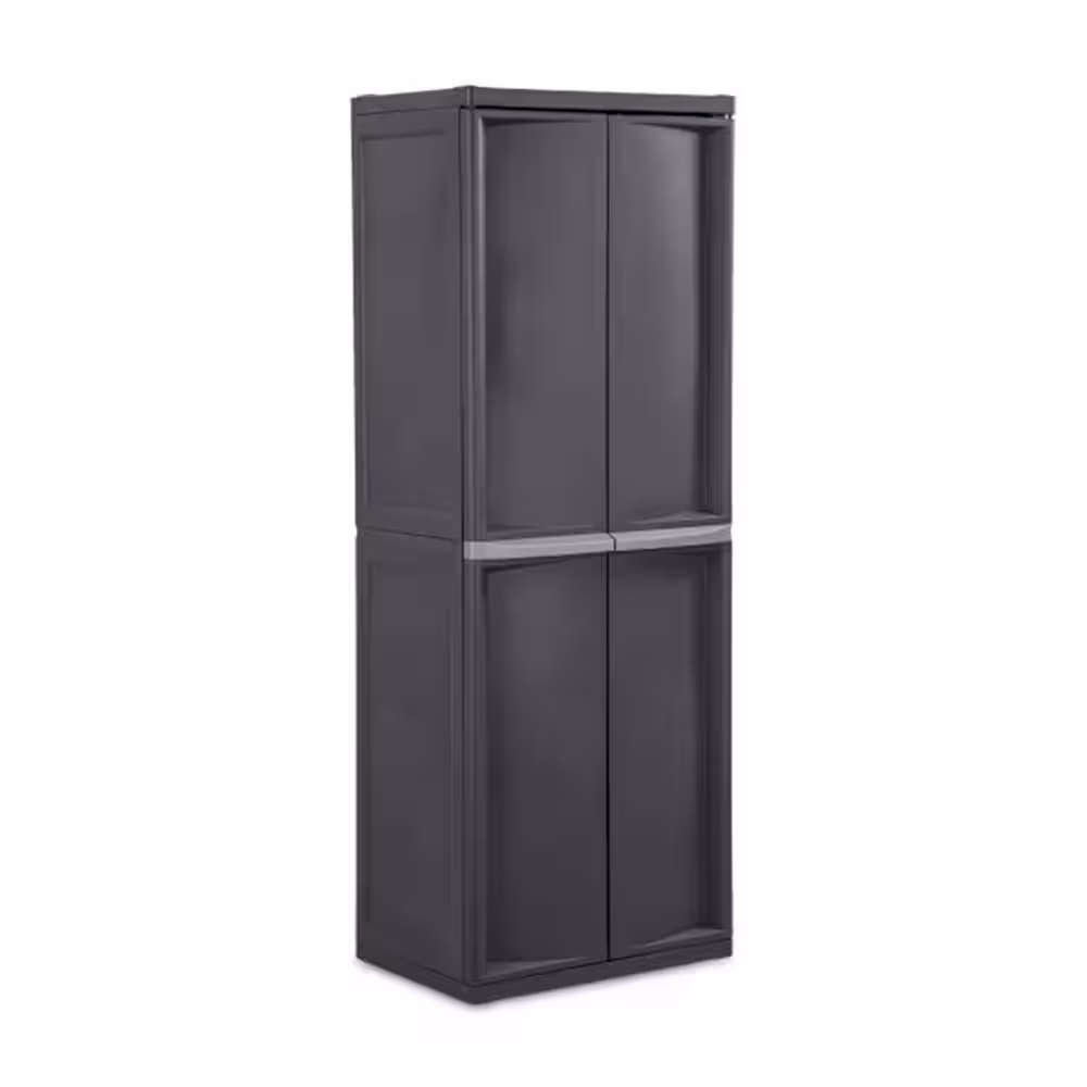 Sterilite Adjustable 4-Shelf Gray Storage Cabinet with Doors