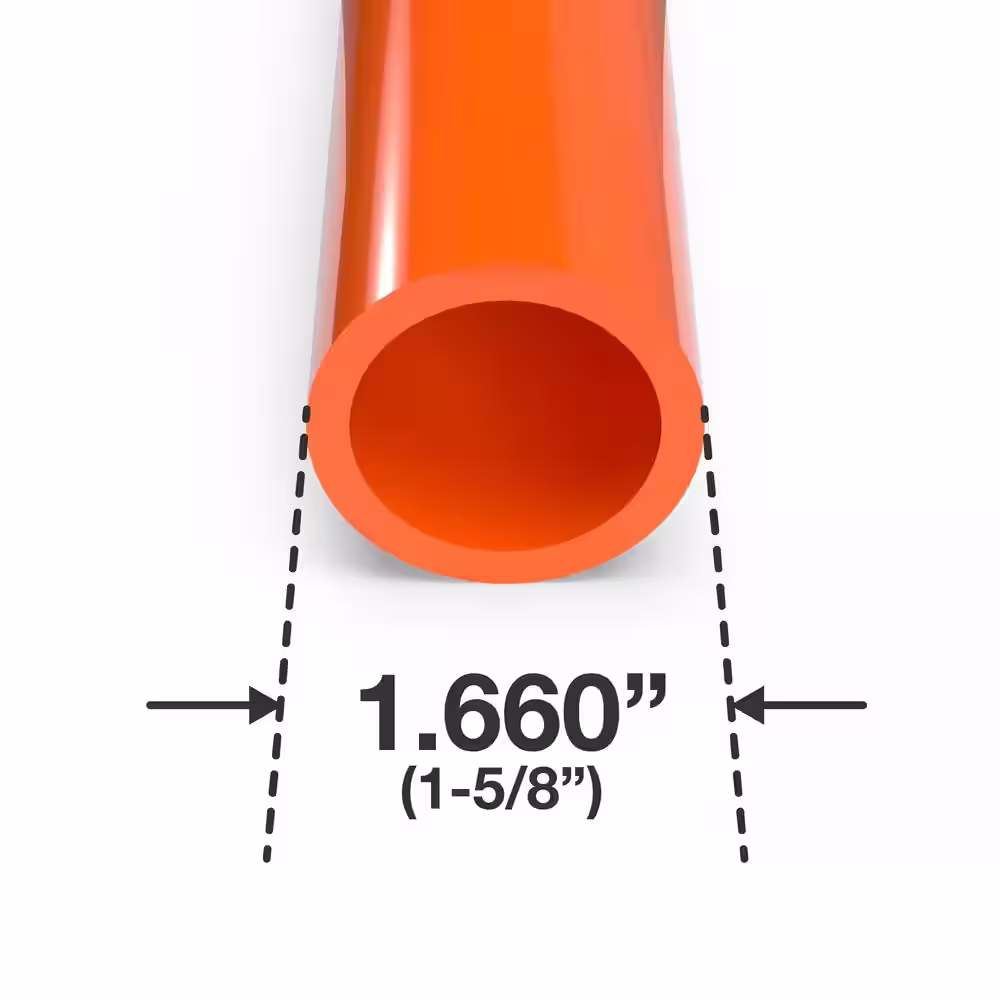 Formufit 1-1/4 in. x 5 ft. Orange Furniture Grade Schedule 40 PVC Pipe (2-Pack)