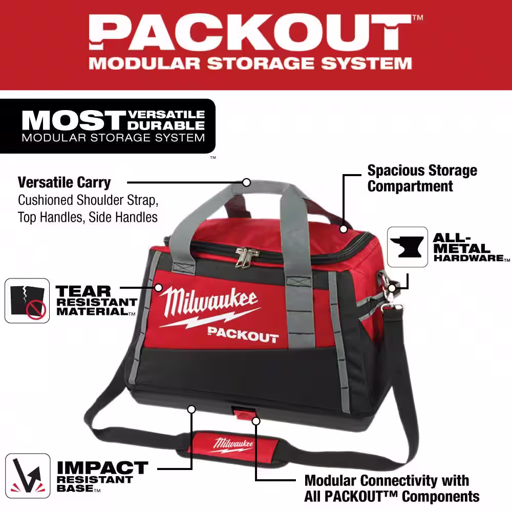 Milwaukee 20 in. PACKOUT Tool Bag and SHOCKWAVE Impact Duty Alloy Steel Screw Driver Bit Set with PACKOUT Case (100-Piece)