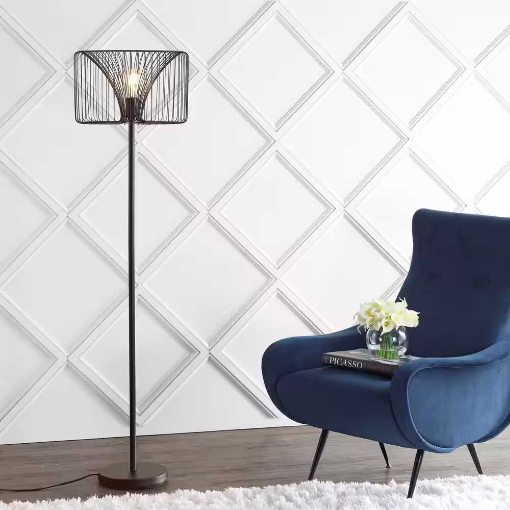 None Gridley 61 in. Metal LED Floor Lamp, Black