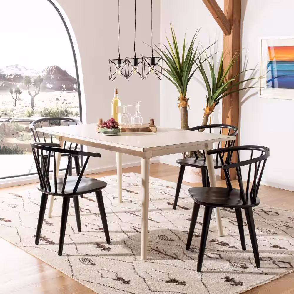 SAFAVIEH Blanchard Black Wood Dining Chair (Set of 2)