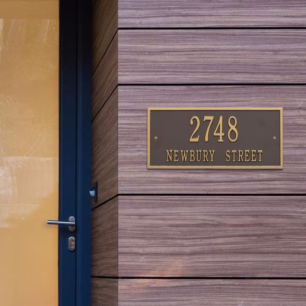 Whitehall Products Hartford Rectangular Bronze/Gold Standard Wall 2-Line Address Plaque