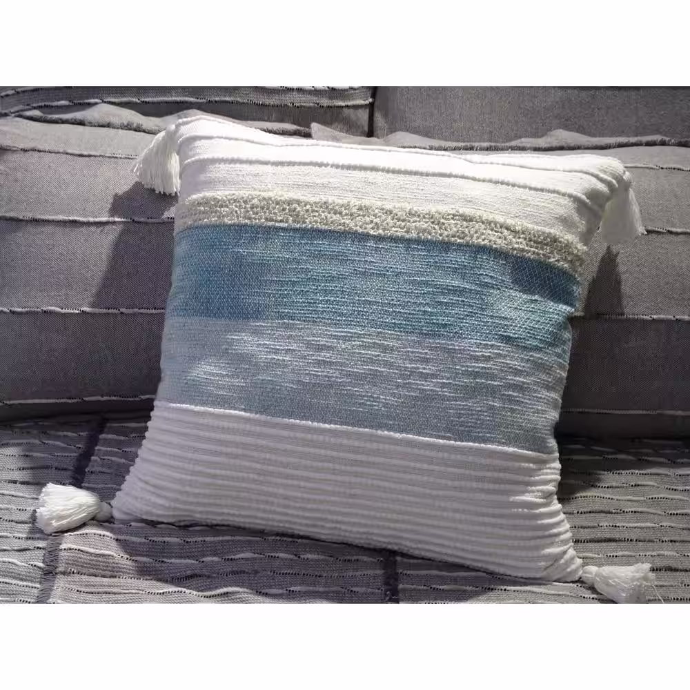 Vibhsa Multi Colored 22 in. x 22 in. Elegant Large Throw Pillow for Couch Handloom Woven