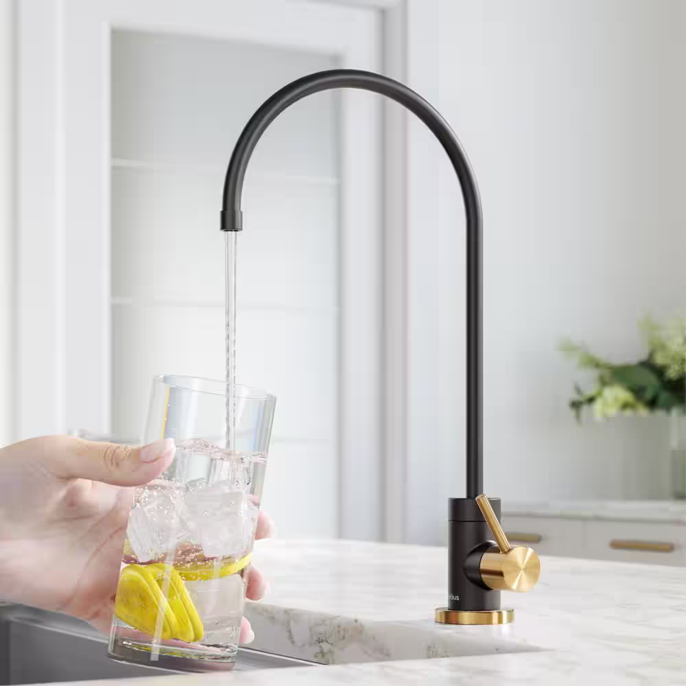 KRAUS Purita 2-Stage Under-Sink Filtration System with Single Handle Filter Faucet in Brushed Brass/Matte Black