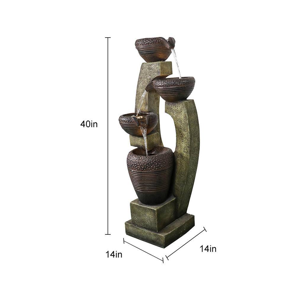 None 40 in. Tall Modern Outdoor Tiered Fountain - Outdoor Garden Fountain with Contemporary Design for Garden, Patio Decor