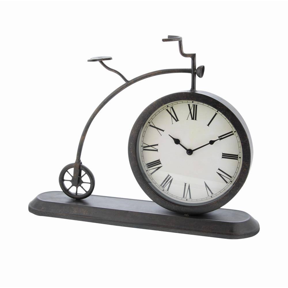 None Black Metal Bike Vintage Analog Clock