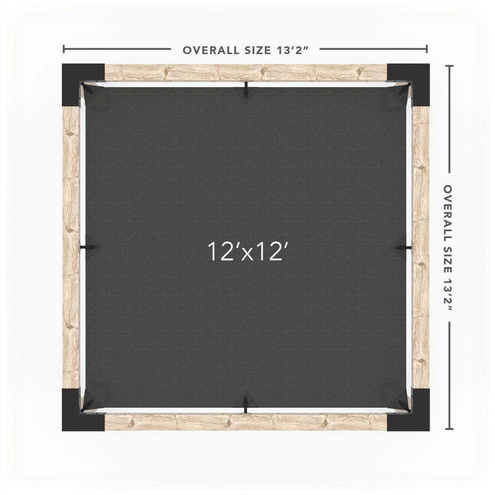 TOJA GRID 12 ft. L x 12 ft. W Pergola Kit with Crimson Shade Sail, 6x6 Wood