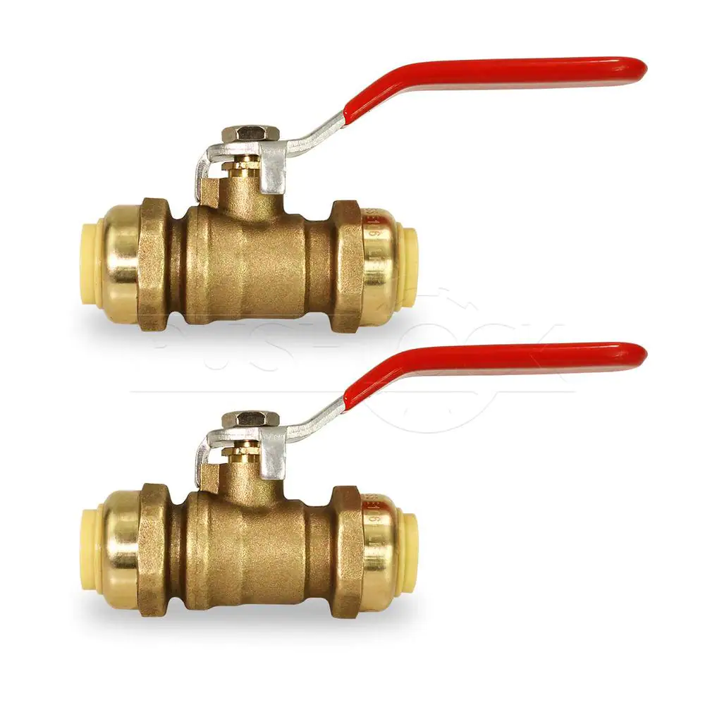 The Plumber's Choice 1/2 in. Full Port pushfit Ball Valve Water Shut Off Push to Connect PEX Copper CPVC Brass (2-Pack)